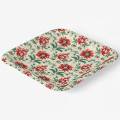 Rood & Groen Kerstmis Bloemen Elegantie Papieren Bordje (Gebogen)