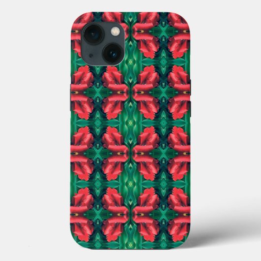 Rood Groen Kerstmis Bloemen Patroon 4EVA Case-Mate iPhone Case (Achterkant)