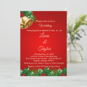 Rood & Groen Kerstmis Bruiloft Uitnodiging (Staand voorkant)
