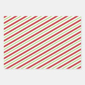 Rood & Groen Kerstmis Gestreept Ontwerp Inpakpapier Vel (Voorkant 3)