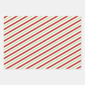 Rood & Groen Kerstmis Gestreept Ontwerp Inpakpapier Vel (Voorkant 2)