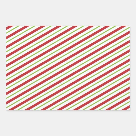 Rood & Groen Kerstmis Gestreept Ontwerp Inpakpapier Vel (Voorkant 2)