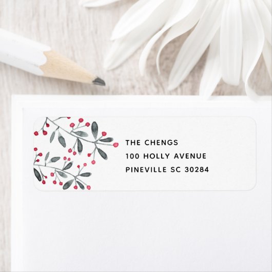 Rood & Groen Kerstmis Holly laat retour adres Etiket (Insitu)