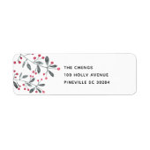 Rood & Groen Kerstmis Holly laat retour adres Etiket (Voorkant)