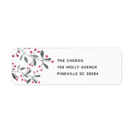 Rood & Groen Kerstmis Holly laat retour adres Etiket