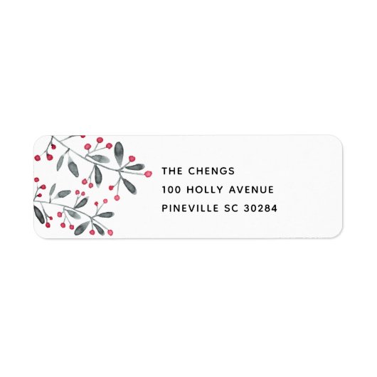 Rood & Groen Kerstmis Holly laat retour adres Etiket (Voorkant)