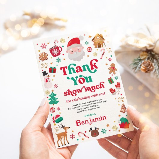 Rood Groen Kerstmis Kerstman Verjaardag Dank u kaa Kaart