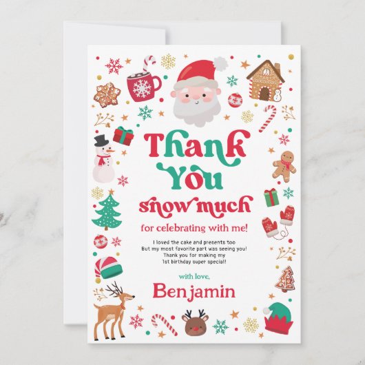 Rood Groen Kerstmis Kerstman Verjaardag Dank u kaa Kaart (Voorkant)