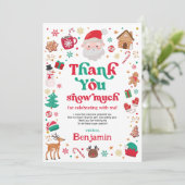 Rood Groen Kerstmis Kerstman Verjaardag Dank u kaa Kaart (Staand voorkant)