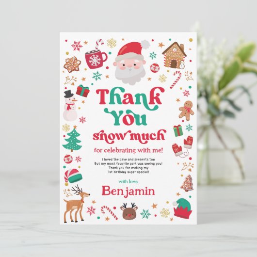 Rood Groen Kerstmis Kerstman Verjaardag Dank u kaa Kaart (Staand voorkant)