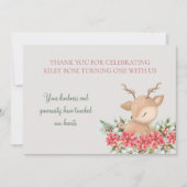 Rood Groen Kerstmis Poinsettia Herten Verjaardagsf Bedankkaart (Voorkant)