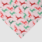 Rood Groen Kerstmis Rendier Patroon Roze Tissuepapier (Detail)