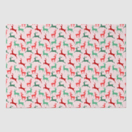 Rood Groen Kerstmis Rendier Patroon Roze Tissuepapier