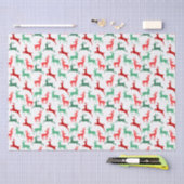Rood Groen Kerstmis Rendier Patroon Wit Tissuepapier (Craft)