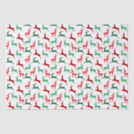 Rood Groen Kerstmis Rendier Patroon Wit Tissuepapier