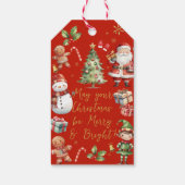 Rood Groen Kerstmis Santa Elf Sneeuwman Gingerbrea Cadeaulabel (Achterkant)