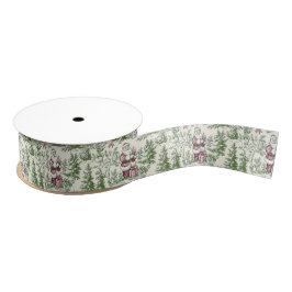 Rood & Groen Kerstmis Santa Toile Grosgrain Lint