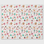 Rood Groen Kerstmis Santa Winter Wonderland Cadeaupapier (Vlak)