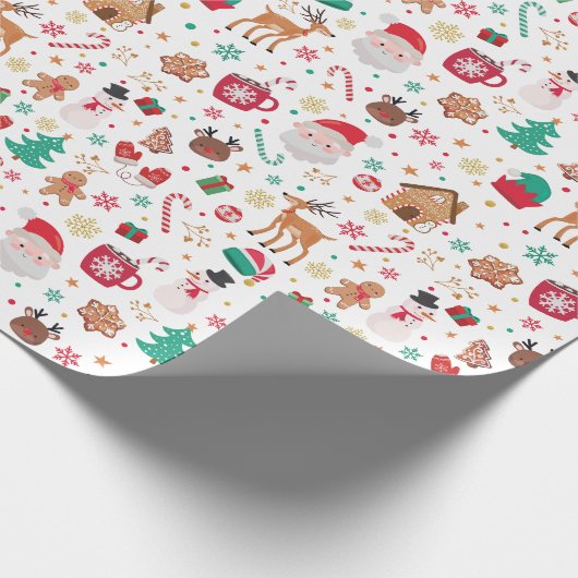 Rood Groen Kerstmis Santa Winter Wonderland Cadeaupapier (Hoek)