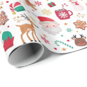 Rood Groen Kerstmis Santa Winter Wonderland Cadeaupapier (Rol Hoek)