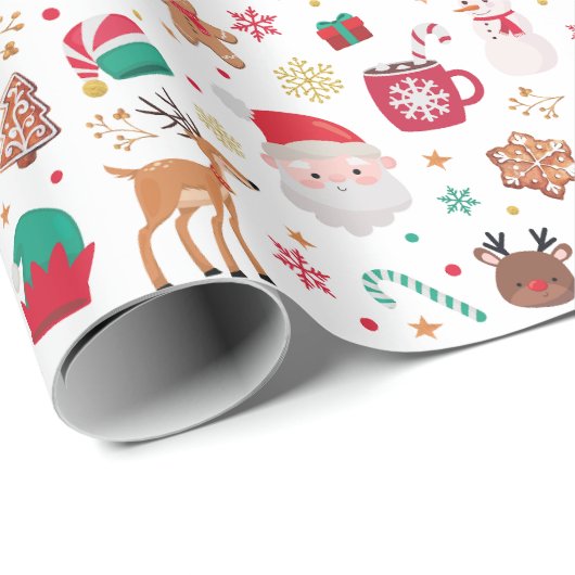 Rood Groen Kerstmis Santa Winter Wonderland Cadeaupapier (Rol Hoek)