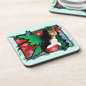 Rood Groen Kerstmis Solstice Fairy Bier Onderzetter (Linkerzijde)