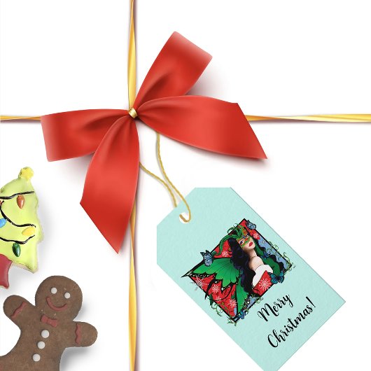 Rood Groen Kerstmis Solstice Fairy Cadeaulabel