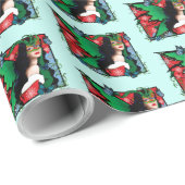 Rood Groen Kerstmis Solstice Fairy Cadeaupapier (Rol Hoek)