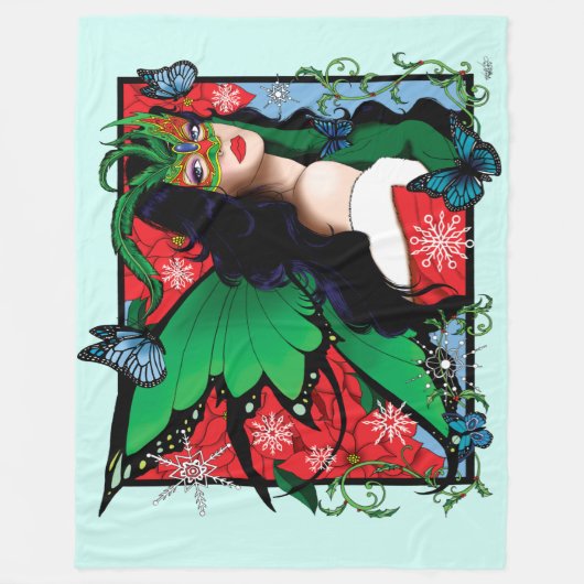 Rood Groen Kerstmis Solstice Fairy Fleece Deken (Voorkant)