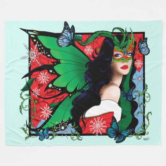 Rood Groen Kerstmis Solstice Fairy Fleece Deken (Voorkant (Horizontaal))