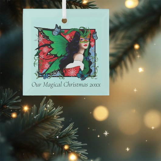 Rood Groen Kerstmis Solstice Fairy Glas Ornament