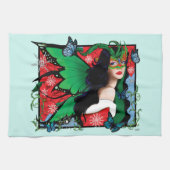 Rood Groen Kerstmis Solstice Fairy Theedoek (Horizontaal)