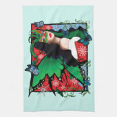 Rood Groen Kerstmis Solstice Fairy Theedoek (Verticaal)