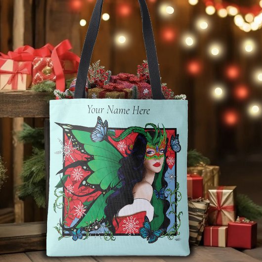 Rood Groen Kerstmis Solstice Fairy Tote Bag