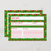 Rood groen kerstpatroon Recipe Kaart (Voorkant / Achterkant)