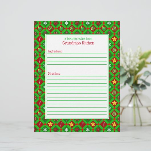 Rood groen kerstpatroonpapier (Staand voorkant)