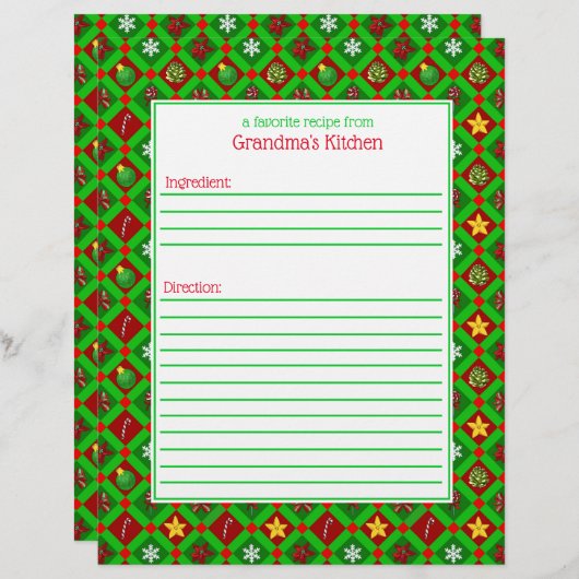 Rood groen kerstpatroonpapier (Voorkant / Achterkant)