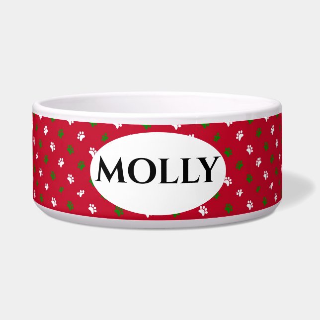 Rood-groen kerstschilderwerk drukt Bowl af Voerbakje (Voorkant)