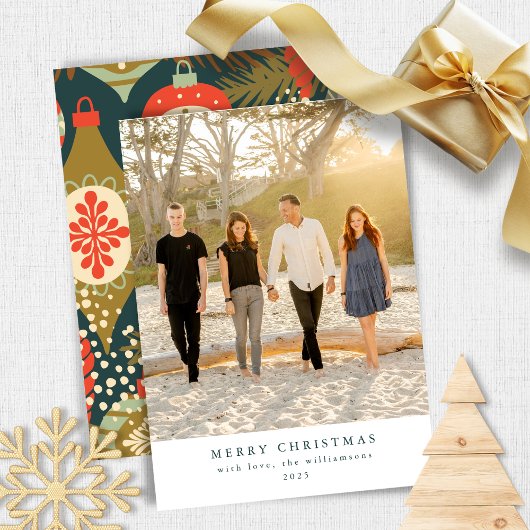  rood-groen kerstsierfotoflat feestdagenkaart