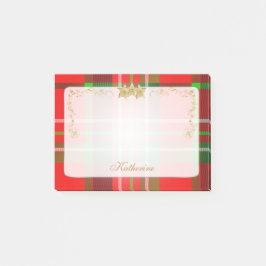 Rood, groen kersttartan & sterren op maat post-it® notes