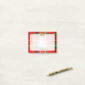 Rood, groen kersttartan & sterren op maat post-it® notes (Op bureau)