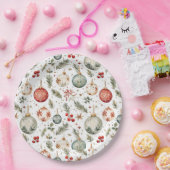 Rood Groen Kerstvakantie Ornamenten Boho Antiek Papieren Bordje (Feest)