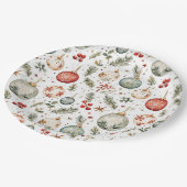 Rood Groen Kerstvakantie Ornamenten Boho Antiek Papieren Bordje (Gekanteld)