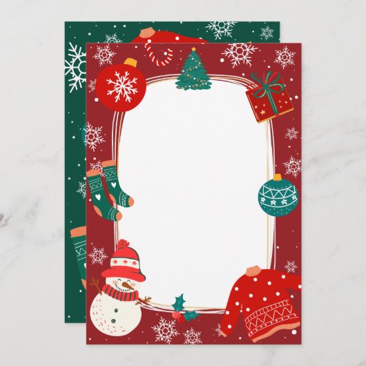 Rood groen kerstwonderland notitiekaartje (Voorkant / Achterkant)