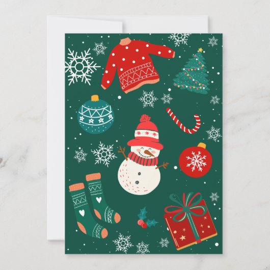 Rood groen kerstwonderland verjaardagsfeestje kaart (Achterkant)