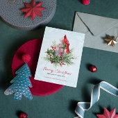 Rood Groen Klassiek Kardinaal Vogel Vrolijk Kerstf Kaart