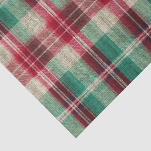 Rood & Groen Klassiek Kerst Plaid Tissuepapier (Detail)
