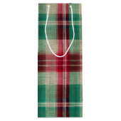 Rood & Groen Klassiek Kerst Plaid Wijn Cadeautas (Achterkant)