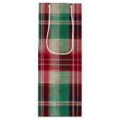 Rood & Groen Klassiek Kerst Plaid Wijn Cadeautas (Voorkant)