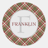  rood-groen klassiek spelmonogram ronde sticker (Voorkant)